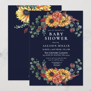 Invitation Baby shower de tournesols de Bourgogne de la marin