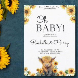 Invitation Baby shower de tournesols de Vache de haute mer