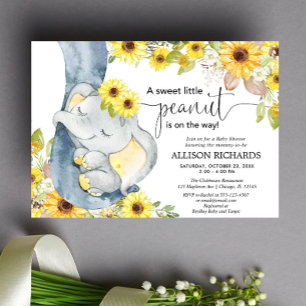 Invitation Baby shower de tournesols d'éléphants neutres selo