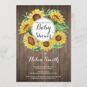 Invitation Baby shower de tournesols rustiques