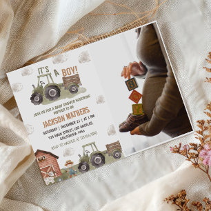 Invitation Baby shower de tracteur vert de ferme photo