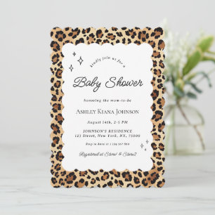 Invitation Baby shower de trame Wavy Empreinte de léopard