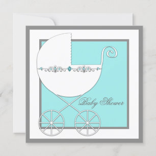 Invitation Baby shower de transport bleu Turquoise