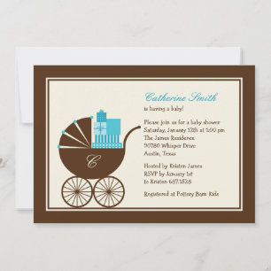 Invitation Baby shower de transport de bébés doux - Bleu