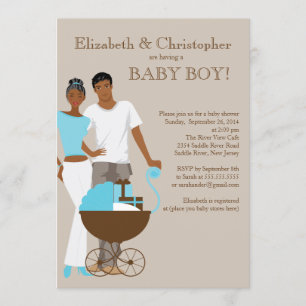Invitation Baby shower de transport de couple afro-américain
