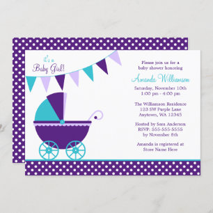 Invitation Baby shower de transport de soute Turquoise en pou