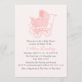 Invitation Baby shower de transport pour bébé rose vintage