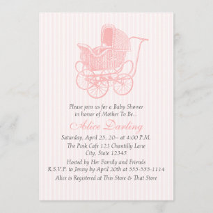 Invitation Baby shower de transport pour bébés rose Vintage
