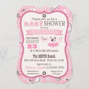 Invitation Baby shower de tutu de bandanna de cow-girl