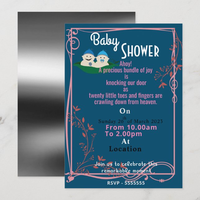 Invitation baby shower de Twin (Devant / Derrière)
