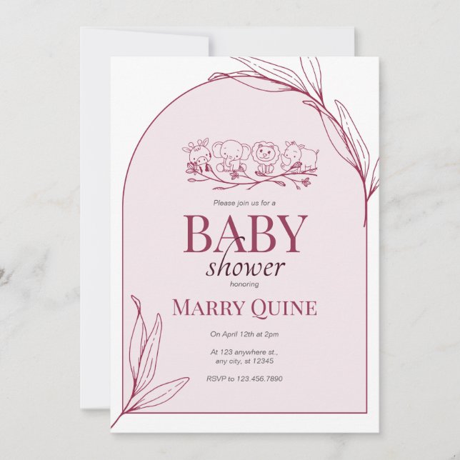 Invitation Baby shower de typographie chic (Devant)