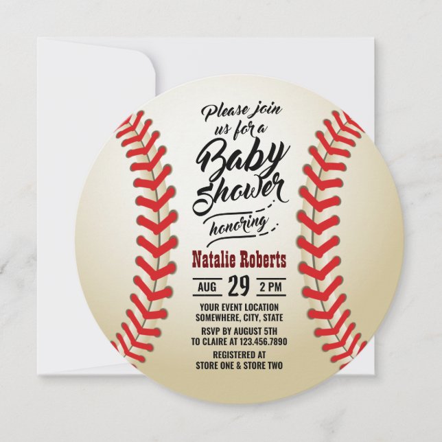 Invitation Baby shower de Typographie de Thème de Baseball Sp (Devant)