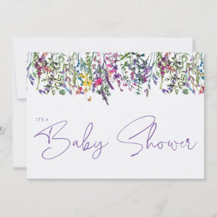 Invitation Baby shower de typographie fleur sauvage