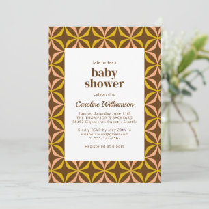 Invitation Baby shower de typographie moderne Yellow Retro Bo