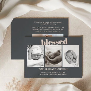 Invitation Baby shower de typographie rose Grey Boho