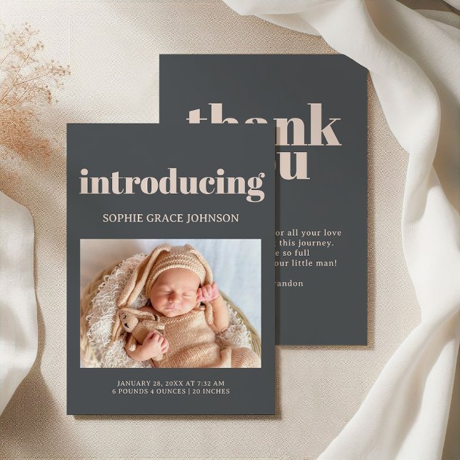 Invitation Baby shower de typographie rose Grey Boho (Créateur téléchargé)