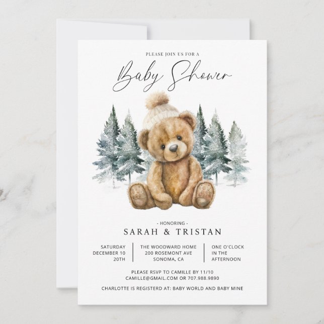 Invitation Baby shower de vacances d'hiver (Devant)