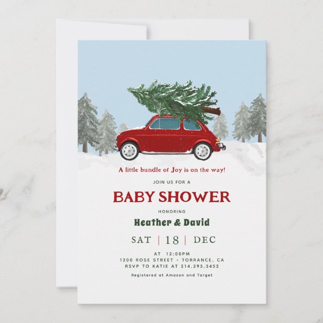 Invitation Baby shower de vacances vintage Red Tru (Devant)