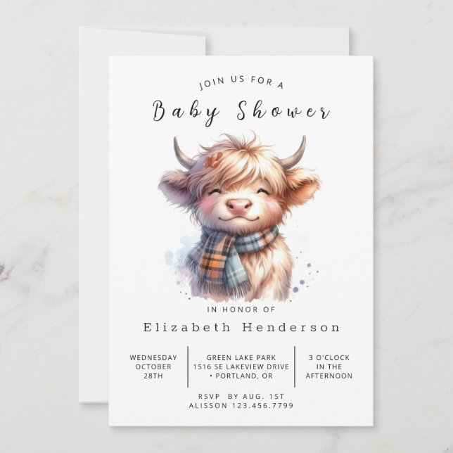 Invitation Baby shower de vache agricole simple à imprimer (Devant)