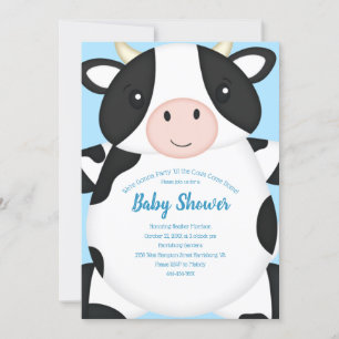 Invitation Baby shower de vache bleu