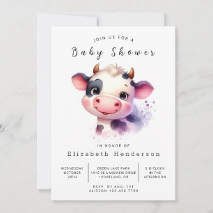 Invitation Baby shower de vache chic personnalisé