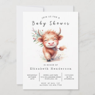 Invitation Baby shower de vache classique et amusant
