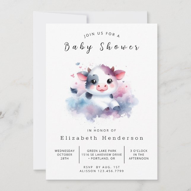 Invitation Baby shower de vache de ferme simple Whimsical (Devant)