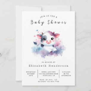 Invitation Baby shower de vache de ferme simple Whimsical