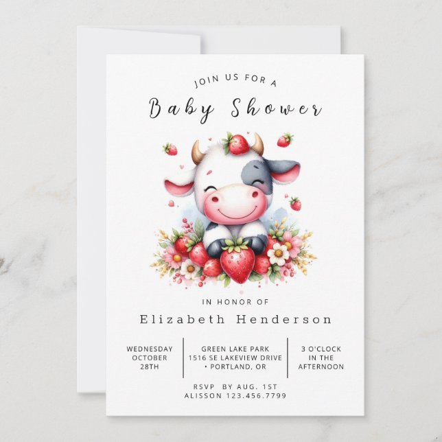 Invitation Baby shower de vache de veau agricole modifiable (Devant)