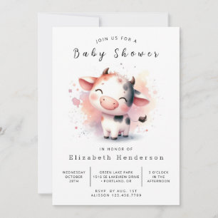 Invitation Baby shower de vache de veau de ferme personnalisé