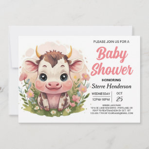 Invitation Baby shower de vache en ligne de Farm Girl