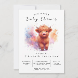 Invitation Baby shower de vache fantaisie numérique