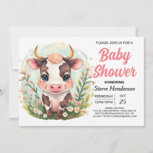Invitation Baby shower de vache magique de la ferme