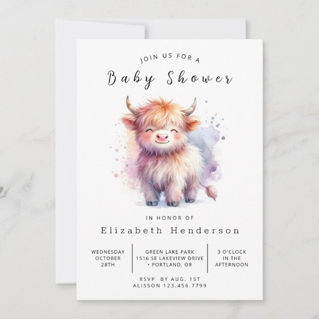 Invitation Baby shower de vache moderne chic en ligne (Devant)