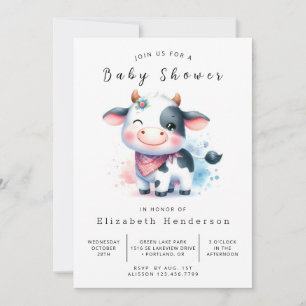 Invitation Baby shower de vache rustique classique amusant