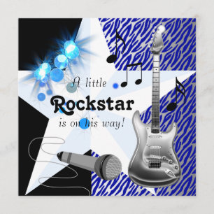 Invitation Baby shower de vedette du rock de bleu royal