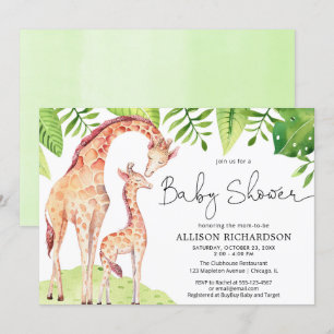 Invitation Baby shower de végétation safari bébé et maman gir