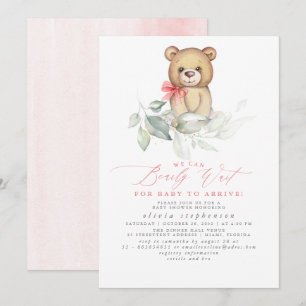 Invitation Baby shower de verdure à l'ours de fille