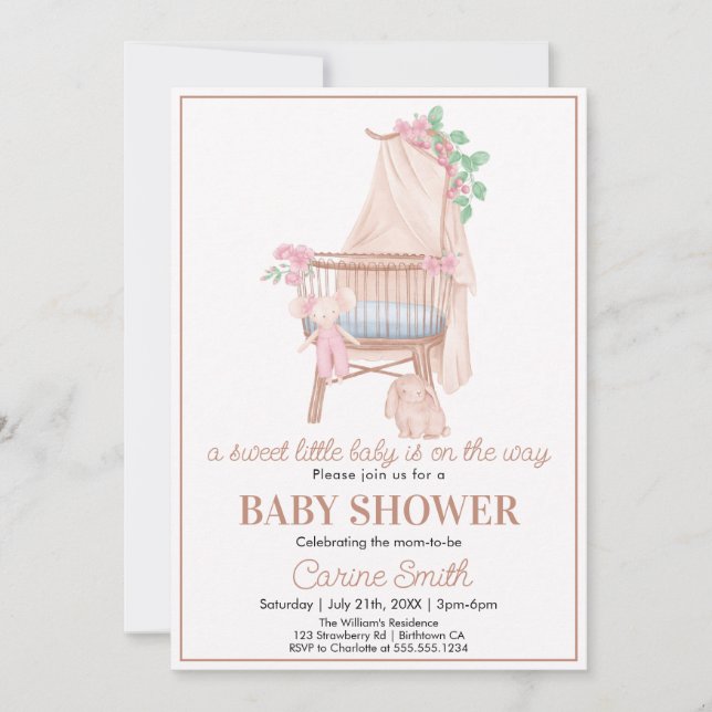 Invitation Baby shower de verdure Boho neutre pour les femmes (Devant)