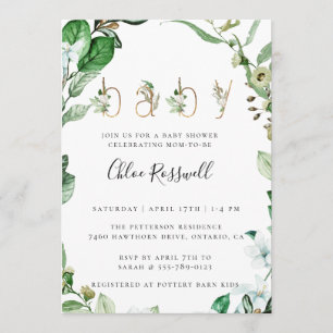 Invitation Baby shower de verdure botanique luxuri