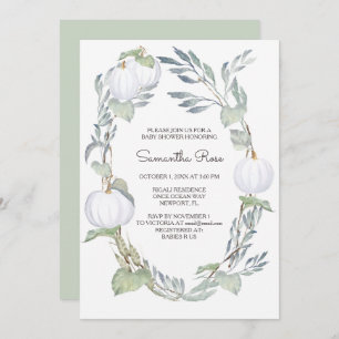 Invitation Baby shower de verdure CITROUILLE BLANC automne