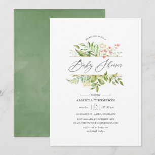 Invitation Baby Shower de verdure cristalline géométrique