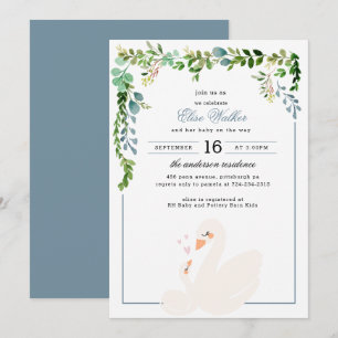 Invitation Baby shower de verdure dans le cygne