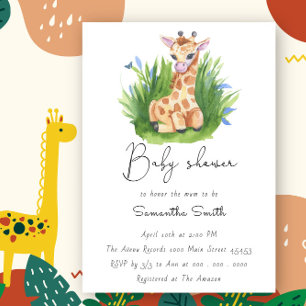 Invitation Baby shower de verdure de la Giraffe Cute