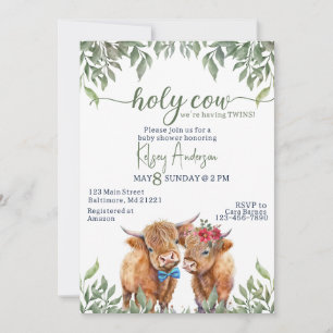 Invitation baby shower de verdure de vache de haute-terre jum