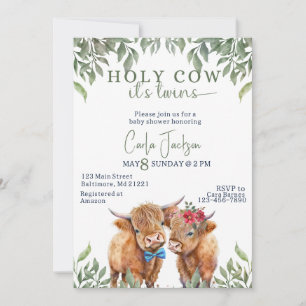 Invitation baby shower de verdure de vache de haute-terre jum