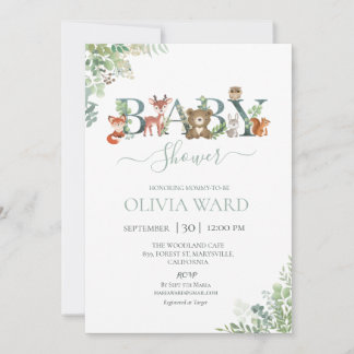 Invitation Baby shower de verdure des bois