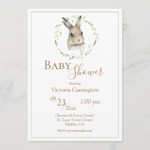 Invitation Baby shower de verdure du lapin de bois