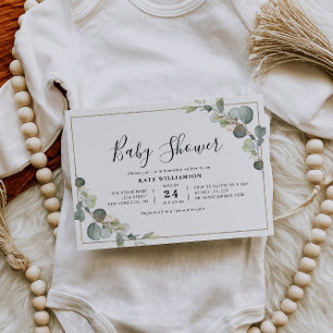 Invitation baby shower de verdure eucalyptus