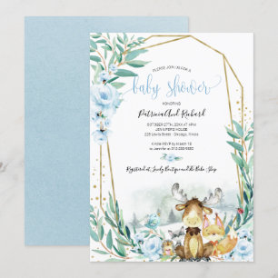 Invitation Baby shower de verdure fleurie de bois adorable